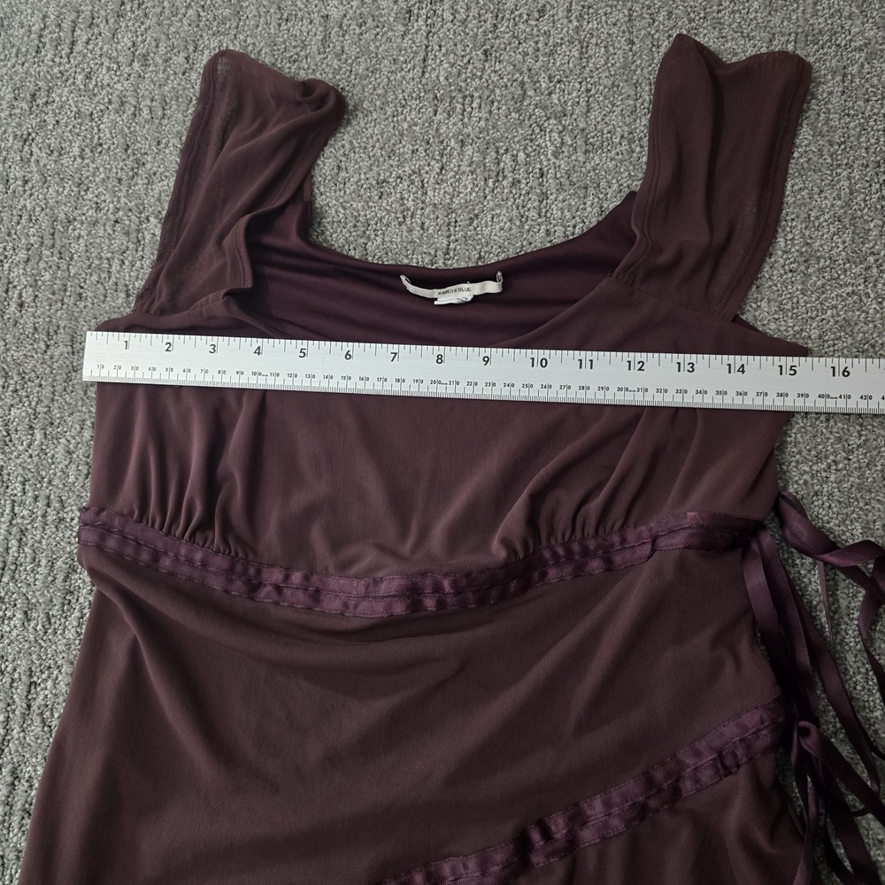 Kimchi Blu Mesh Tie Side Asymmetrical Top Brown Y2K Earth Fairy Size Large - Picture 5 of 6